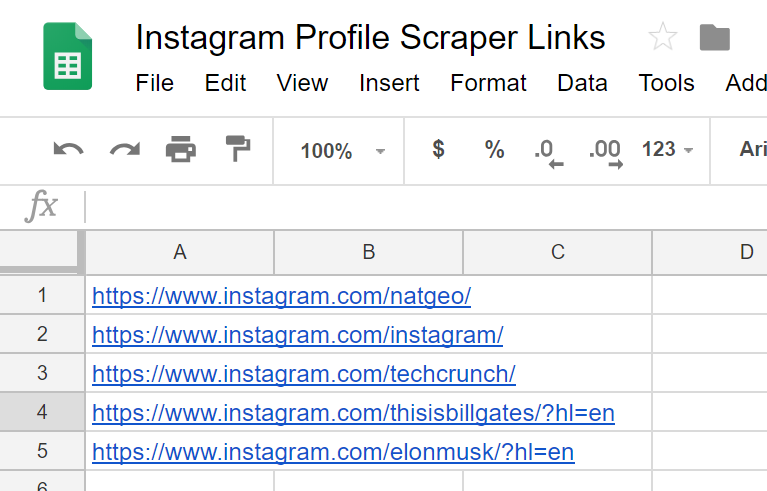 your spreadsheet should contain a list of instagram profile urls one link per row you can specify the name of the column that contains the profile links - instagram api followed by